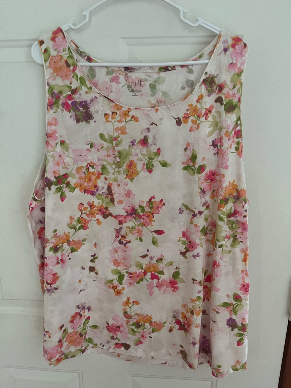 J. Jill Floral Print Shirttail Tank in Pink and Green, 4X